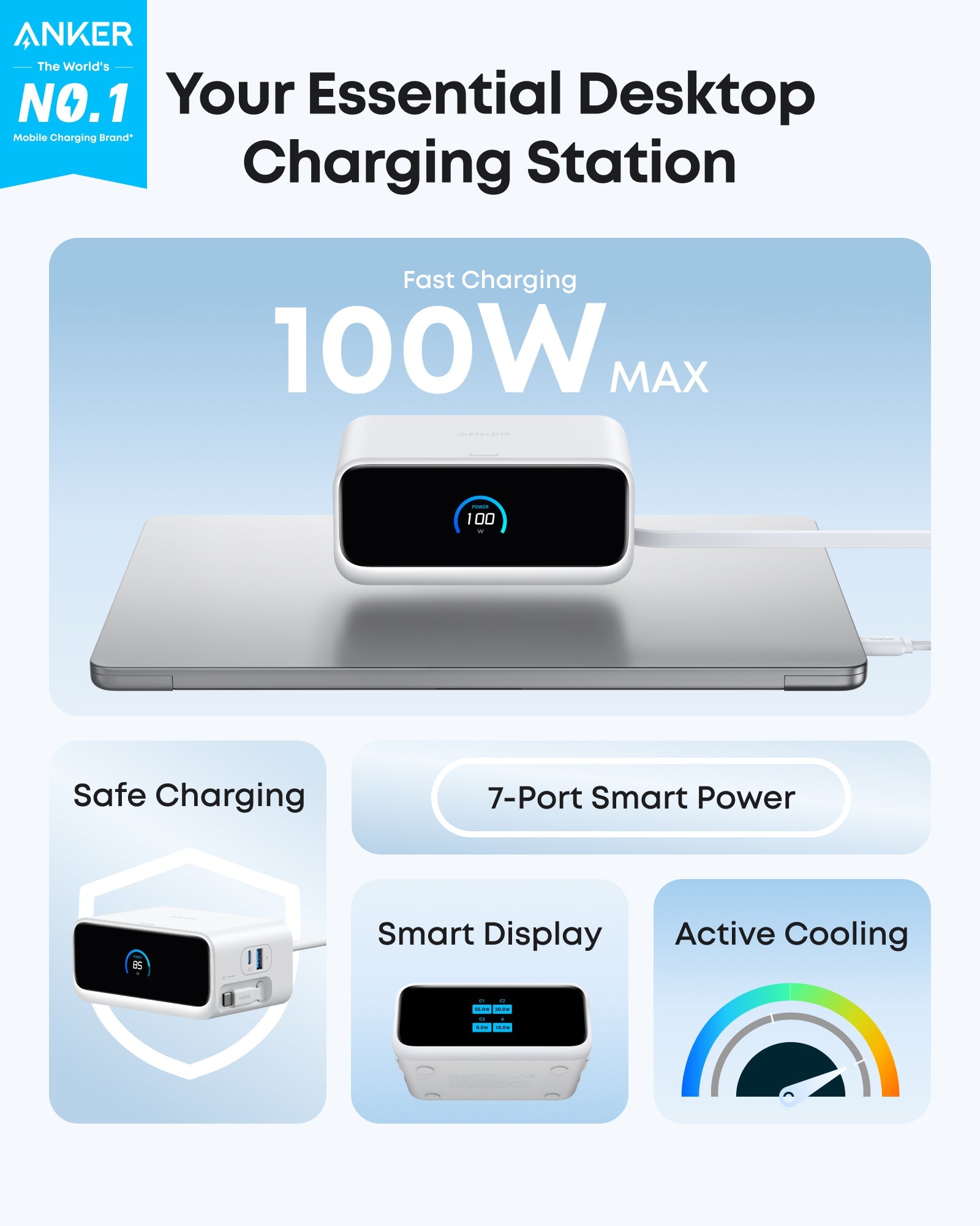 Nano Charging Station (7-in-1, 100W) and Nano Charger (45W) with Cable B1