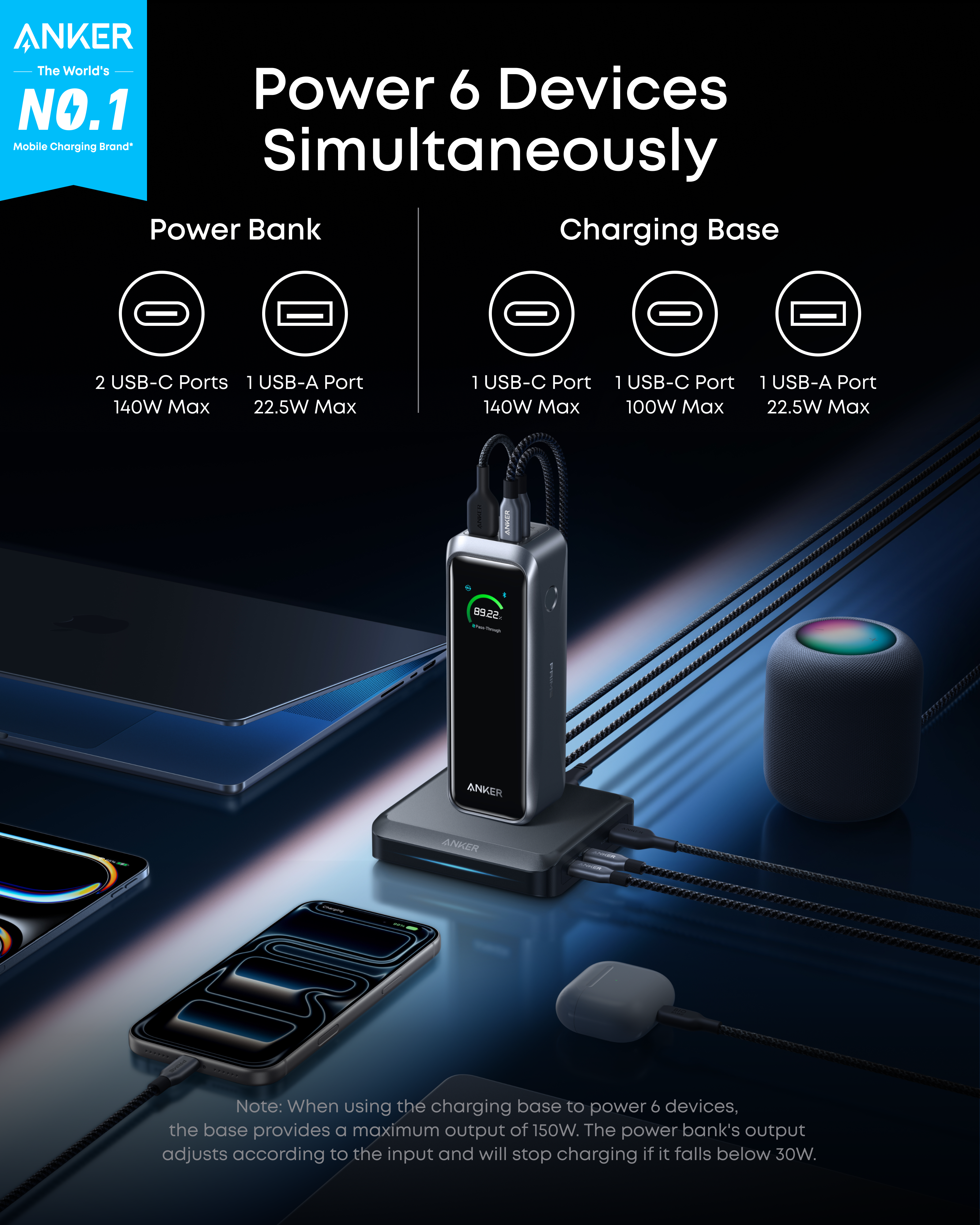 Prime Power Bank (20K, 220W) with Charging Base X8