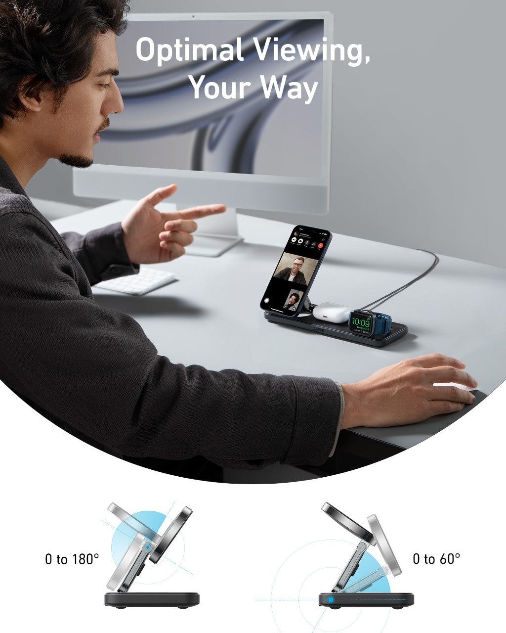 Refurbished MagGo Wireless Charging Station (3-in-1 Pad) F2