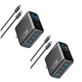 2-Pack Laptop Charger (140W, 4-Port, PD 3.1) with 2-Pack USB-C Cable T4
