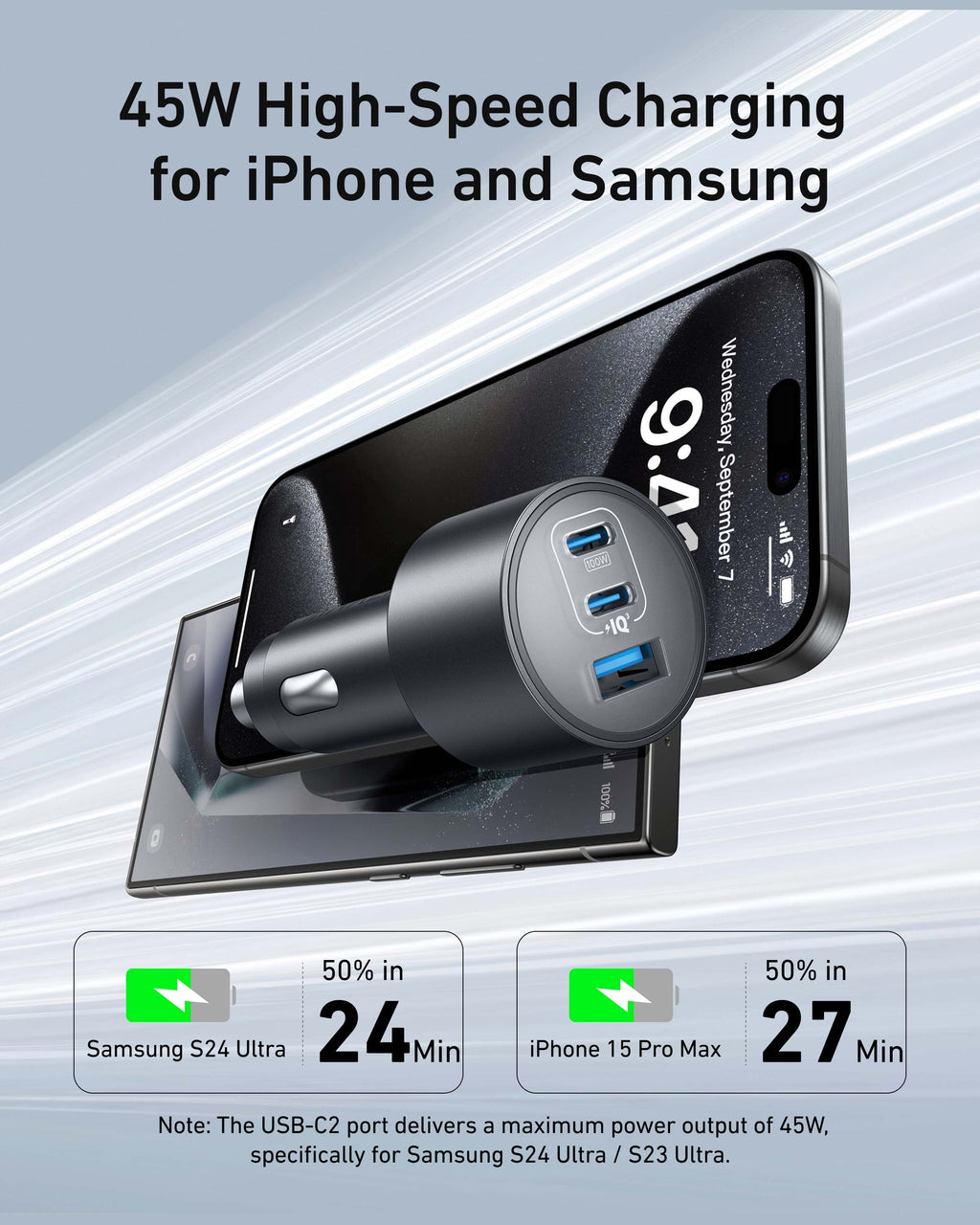 Nano Car Charger (167.5W, 3 Ports) M3