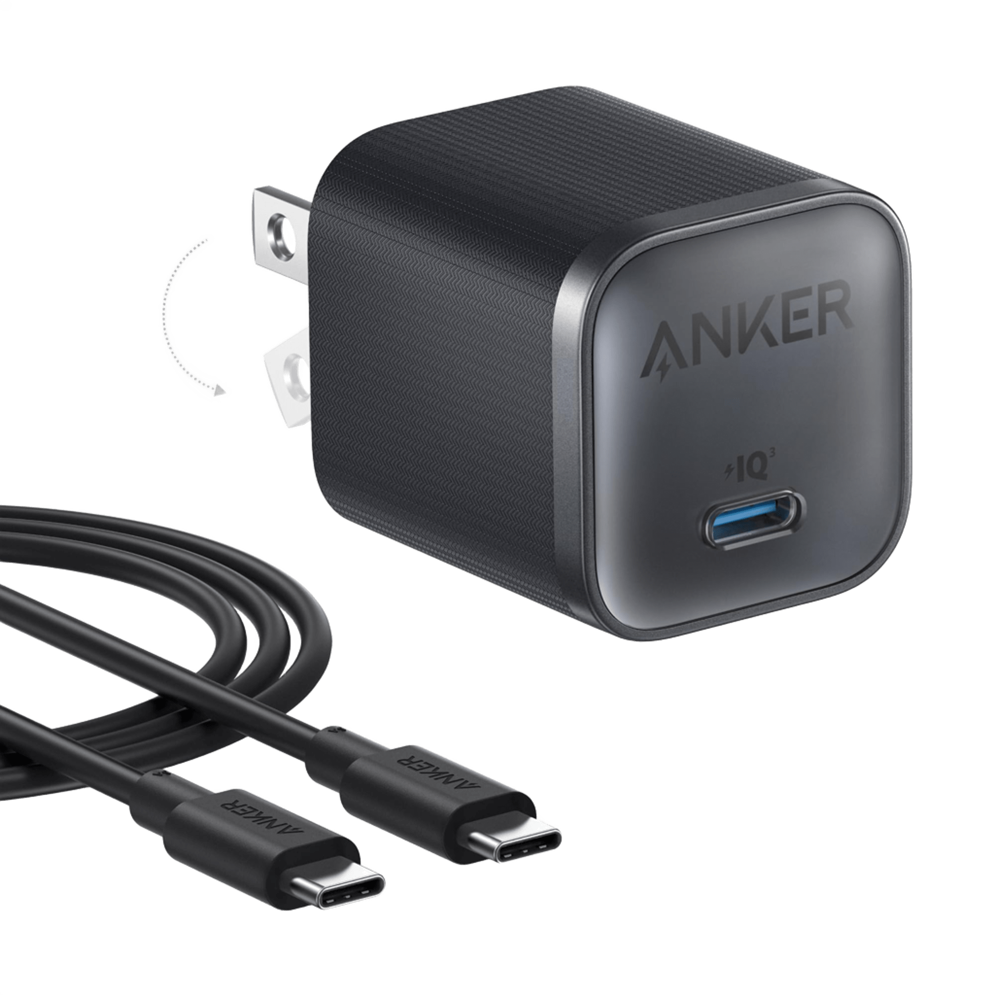 Nano Charger (45W) with USB-C to USB-C Cable and USB-C to USB-C Cable (6 ft, 240W, Upcycled-Braided) Q1