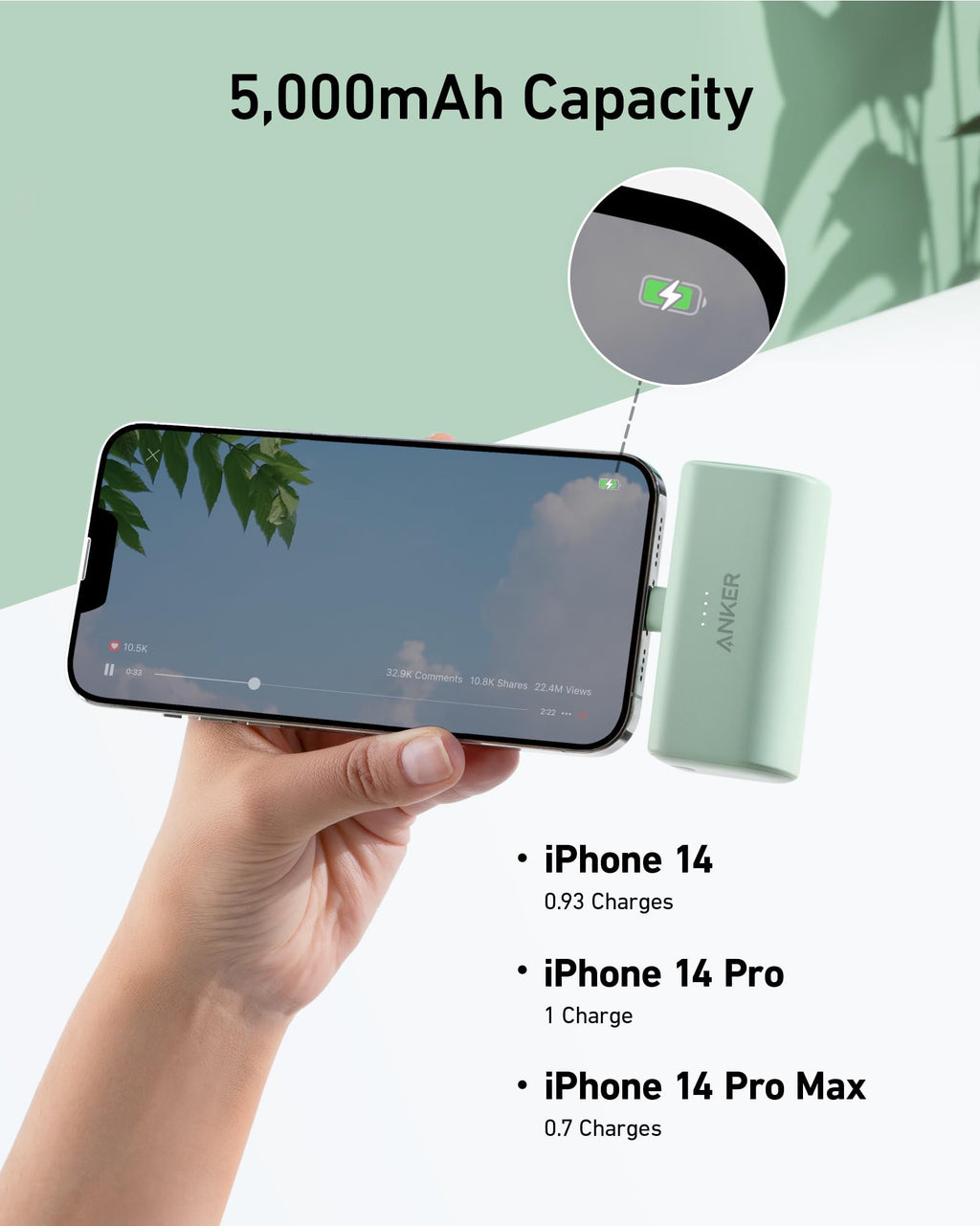 Nano Power Bank (12W, Built-In Lightning Connector) K7