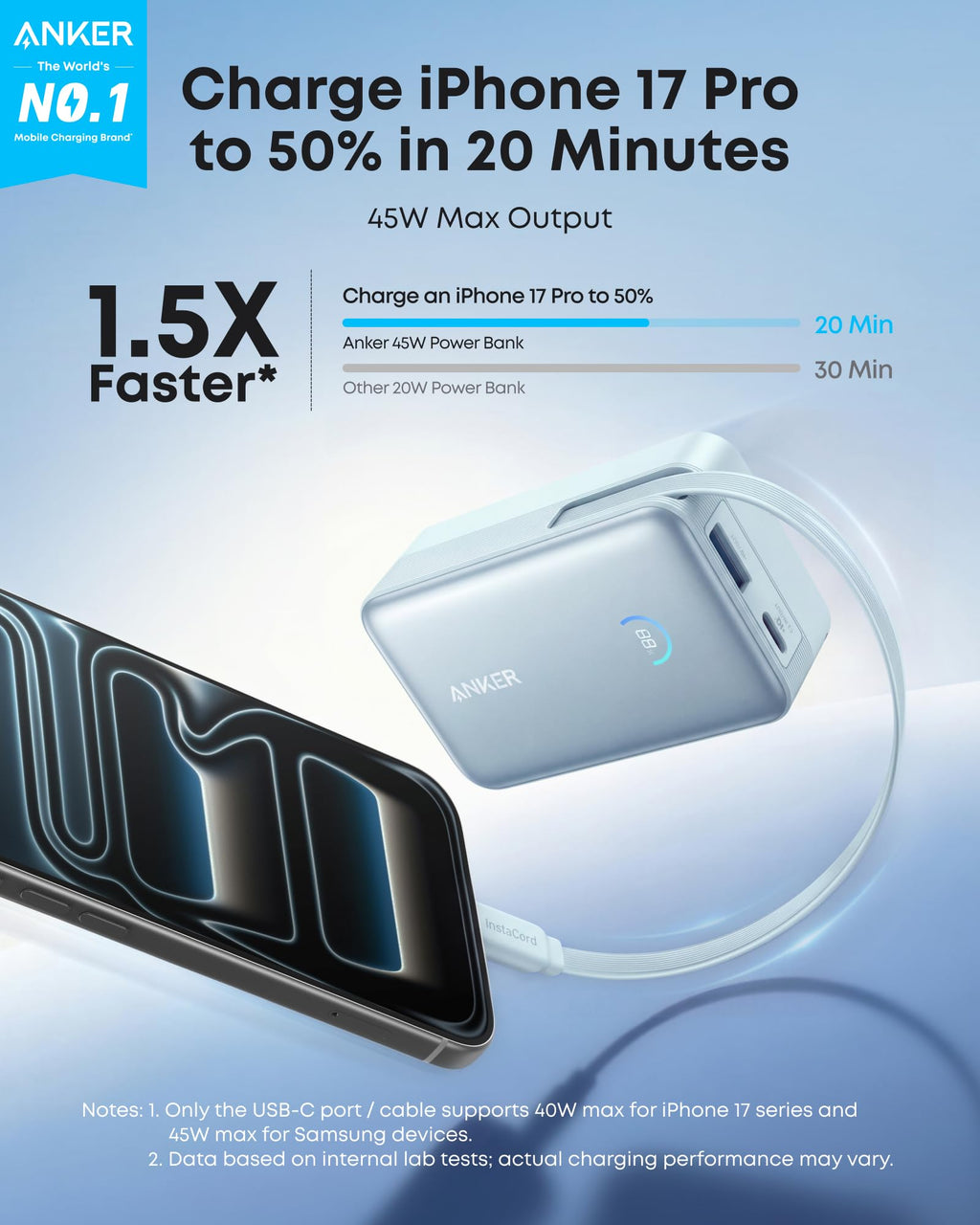 Nano Power Bank (10K, 45W, Built-In Retractable USB-C Cable) D2