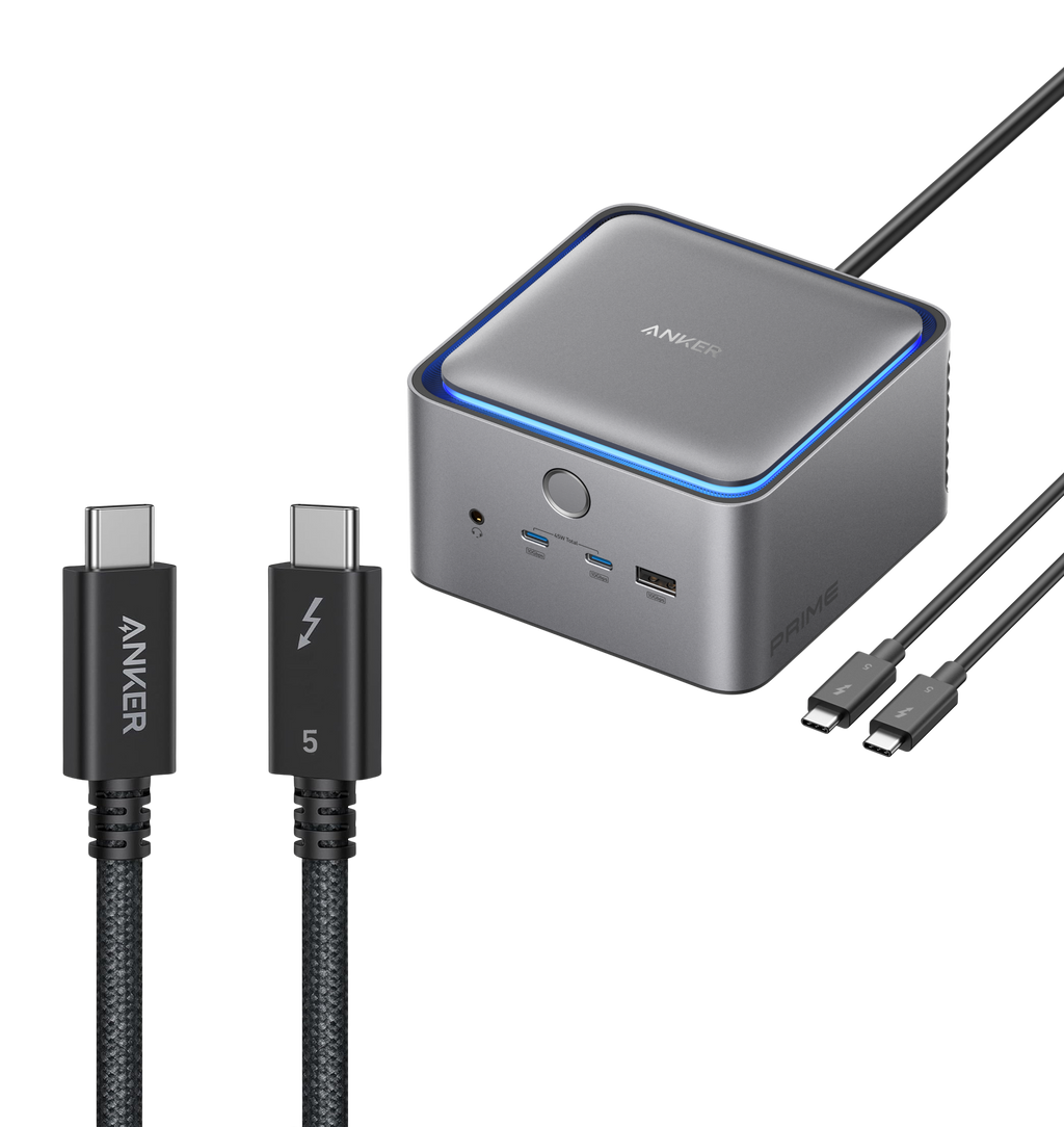 Prime TB5 Docking Station (14-in-1, 8K, Thunderbolt 5) and Thunderbolt 5 Cable (3.3 ft, 80Gbps, 240W) Q6