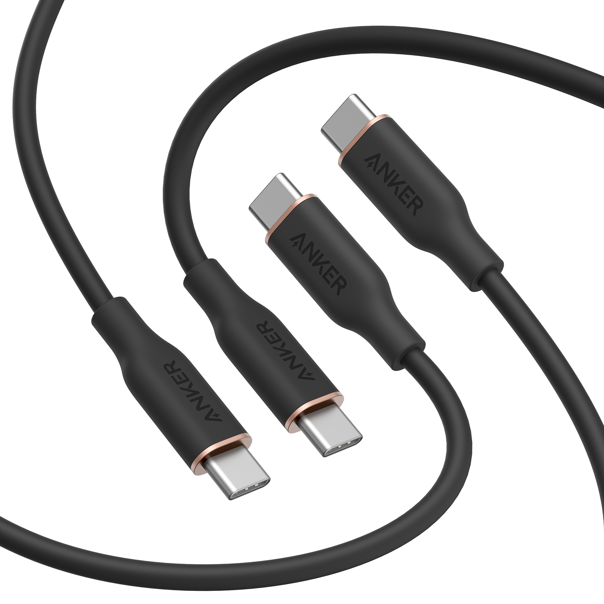 643 USB-C to USB-C Cable (Flow, Silicone, 240W, 2-Pack, Midnight Black) M0