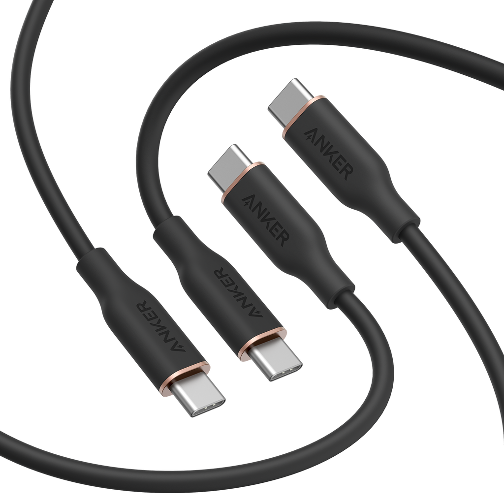 643 USB-C to USB-C Cable (Flow, Silicone, 240W, 2-Pack, Midnight Black) B9