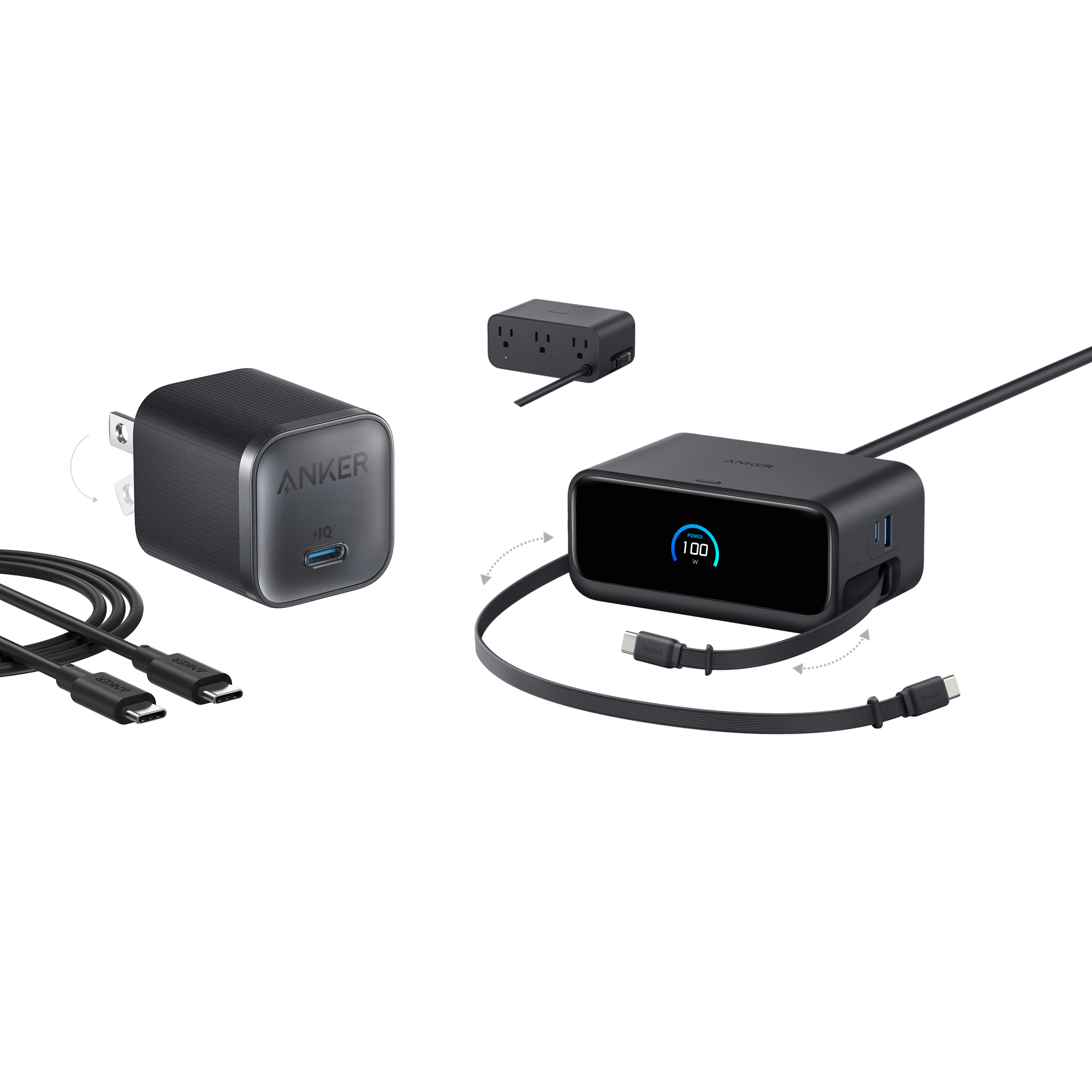 Nano Charging Station (7-in-1, 100W) and Nano Charger (45W) with Cable B1