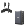 575 USB-C Docking Station (13-in-1) and New Nylon USB-C to USB-C 100W Cable (10 ft) B0