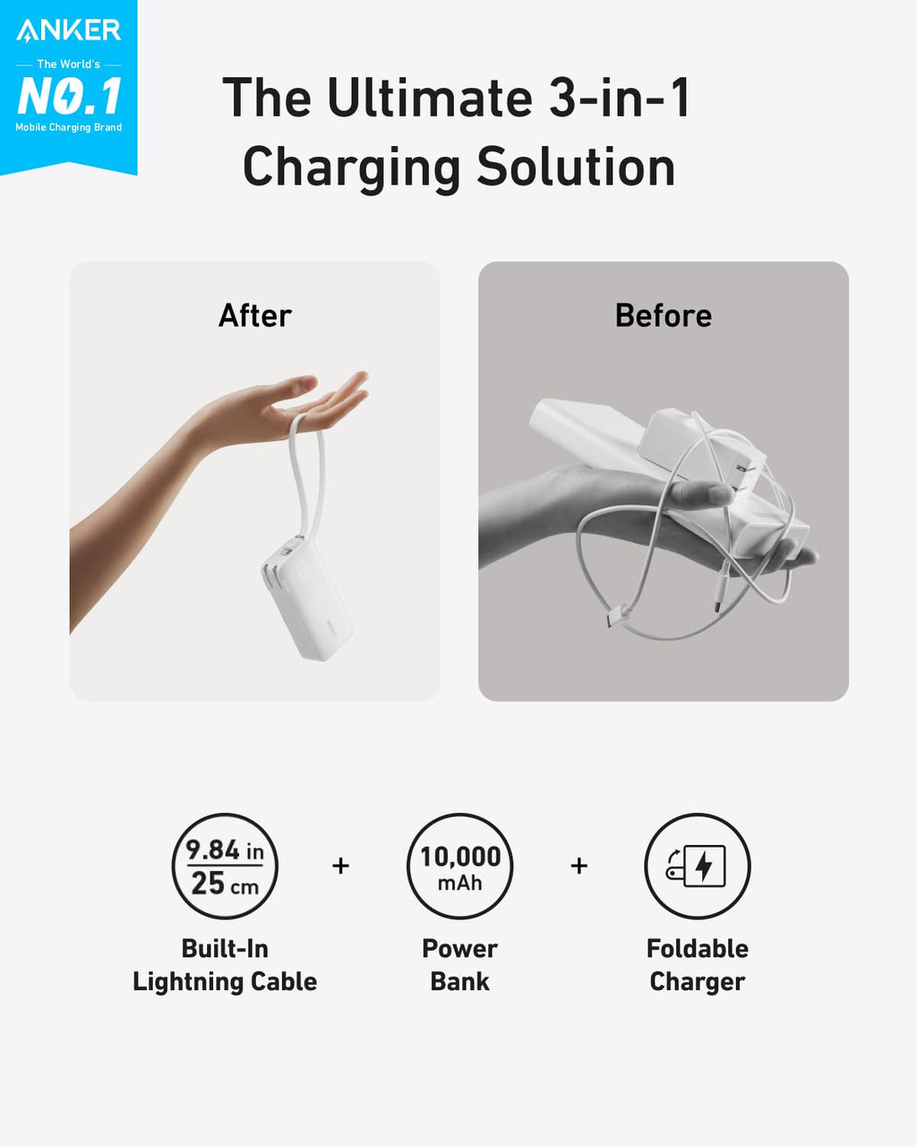 Power Bank (10K, Fusion, Built-In Cable) O7