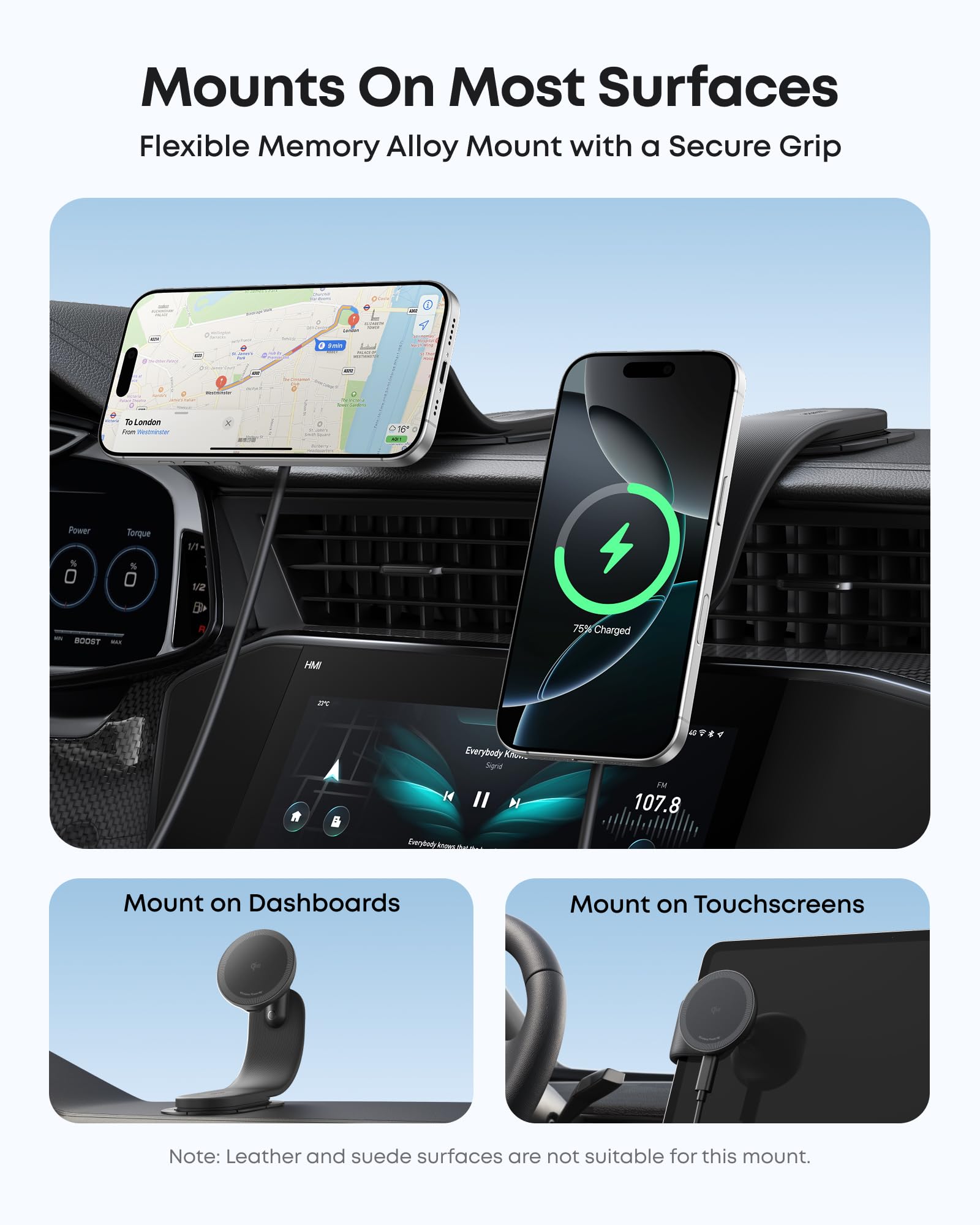Nano Wireless Car Charger (Magnetic, Detachable Pad) X9