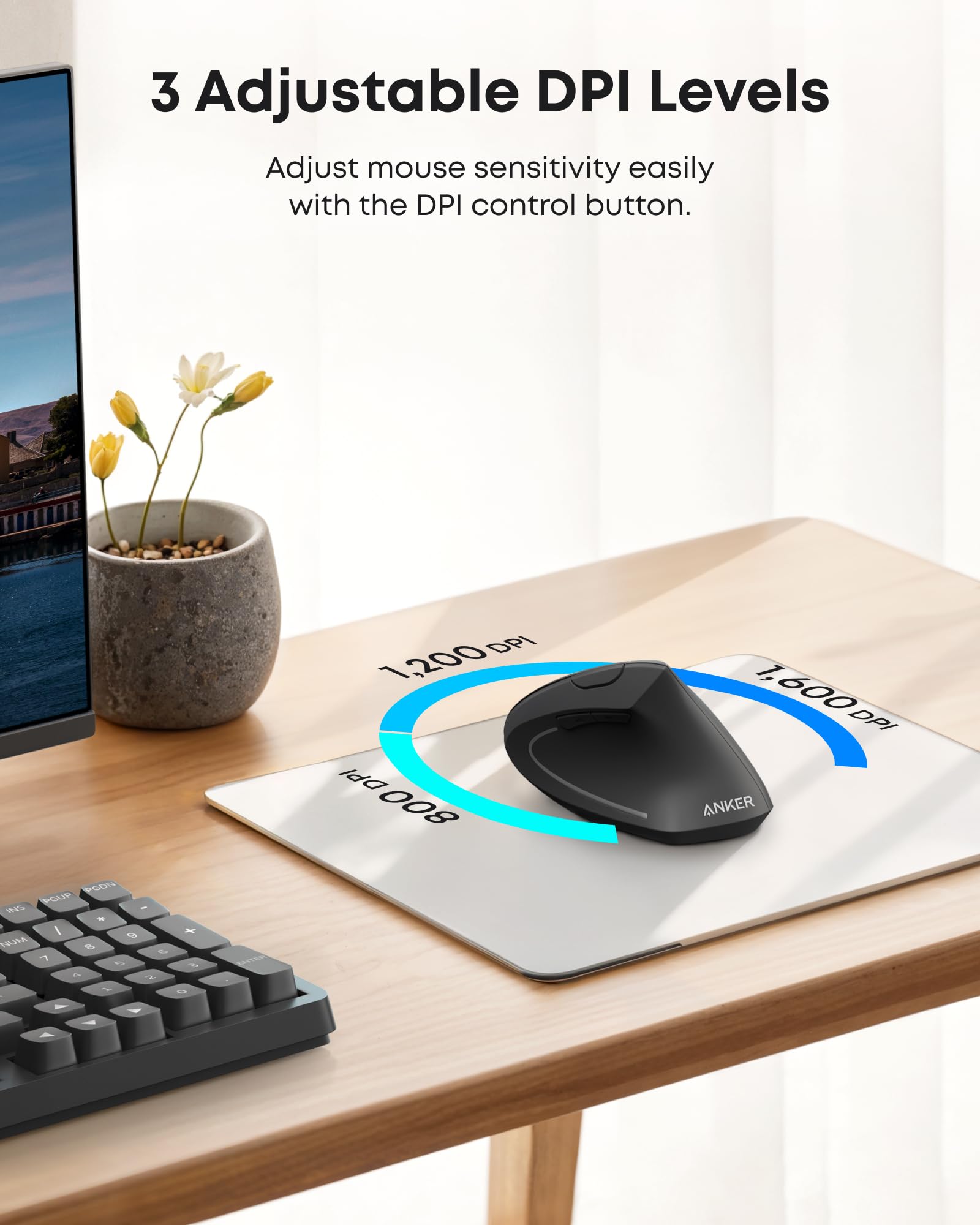 2.4G Wireless Vertical Ergonomic Optical Mouse T1
