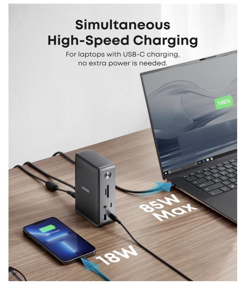 575 USB-C Docking Station (13-in-1) and New Nylon USB-C to USB-C 100W Cable (10 ft) B0