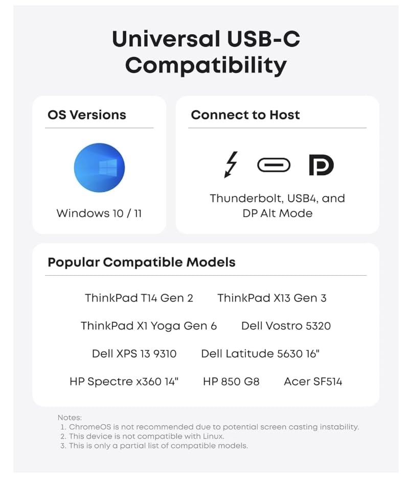 575 USB-C Docking Station (13-in-1) and New Nylon USB-C to USB-C 100W Cable (10 ft) B0