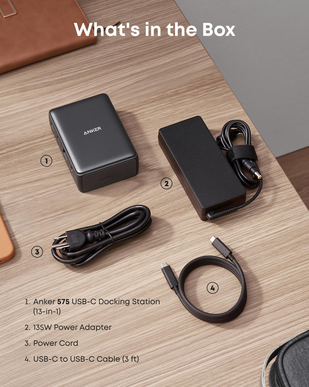 575 USB-C Docking Station (13-in-1) and New Nylon USB-C to USB-C 100W Cable (10 ft) B0