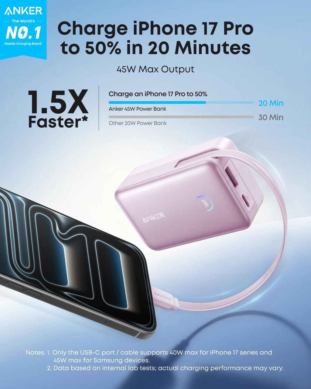 Nano Power Bank (10K, 45W, Built-In Retractable USB-C Cable) D2
