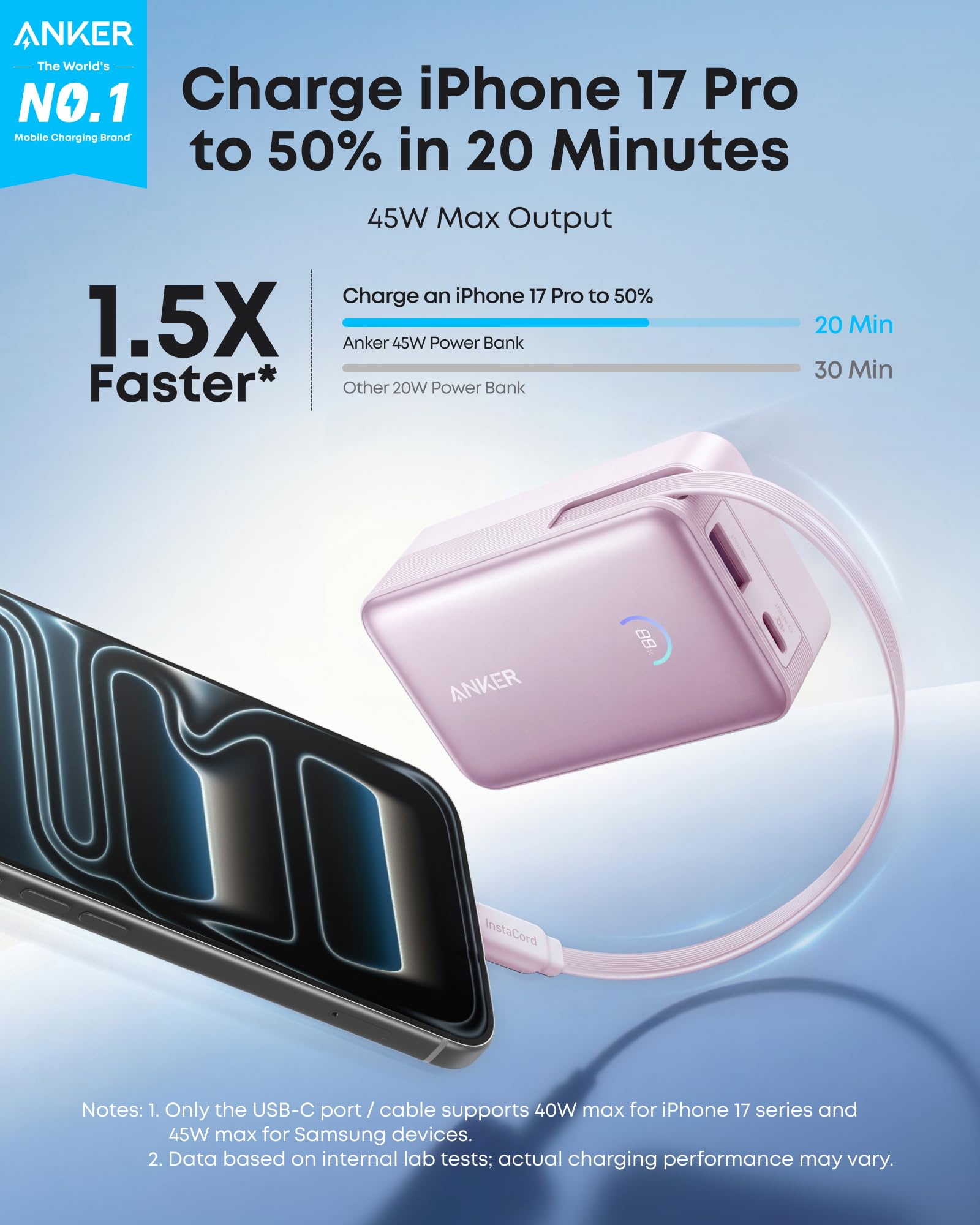 Nano Power Bank (10K, 45W, Built-In Retractable USB-C Cable) D2