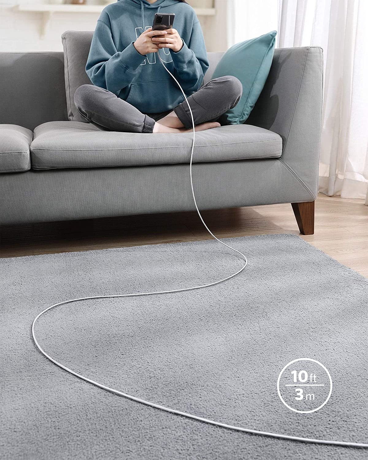 New Nylon USB-C to USB-C 100W Cable (10 ft) Z9