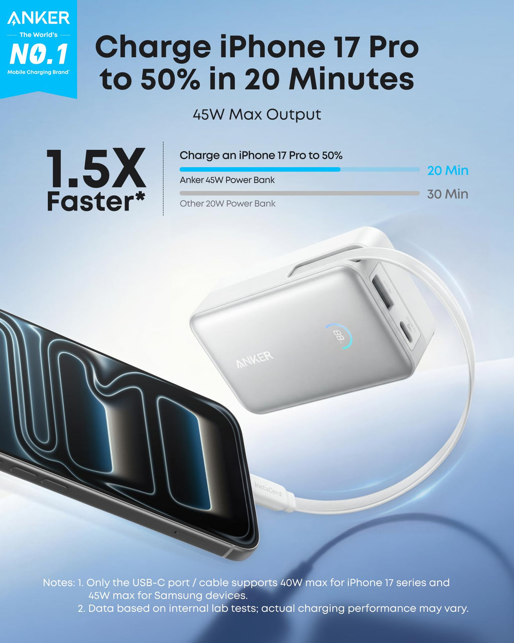 Nano Power Bank (10K, 45W, Built-In Retractable USB-C Cable) D2
