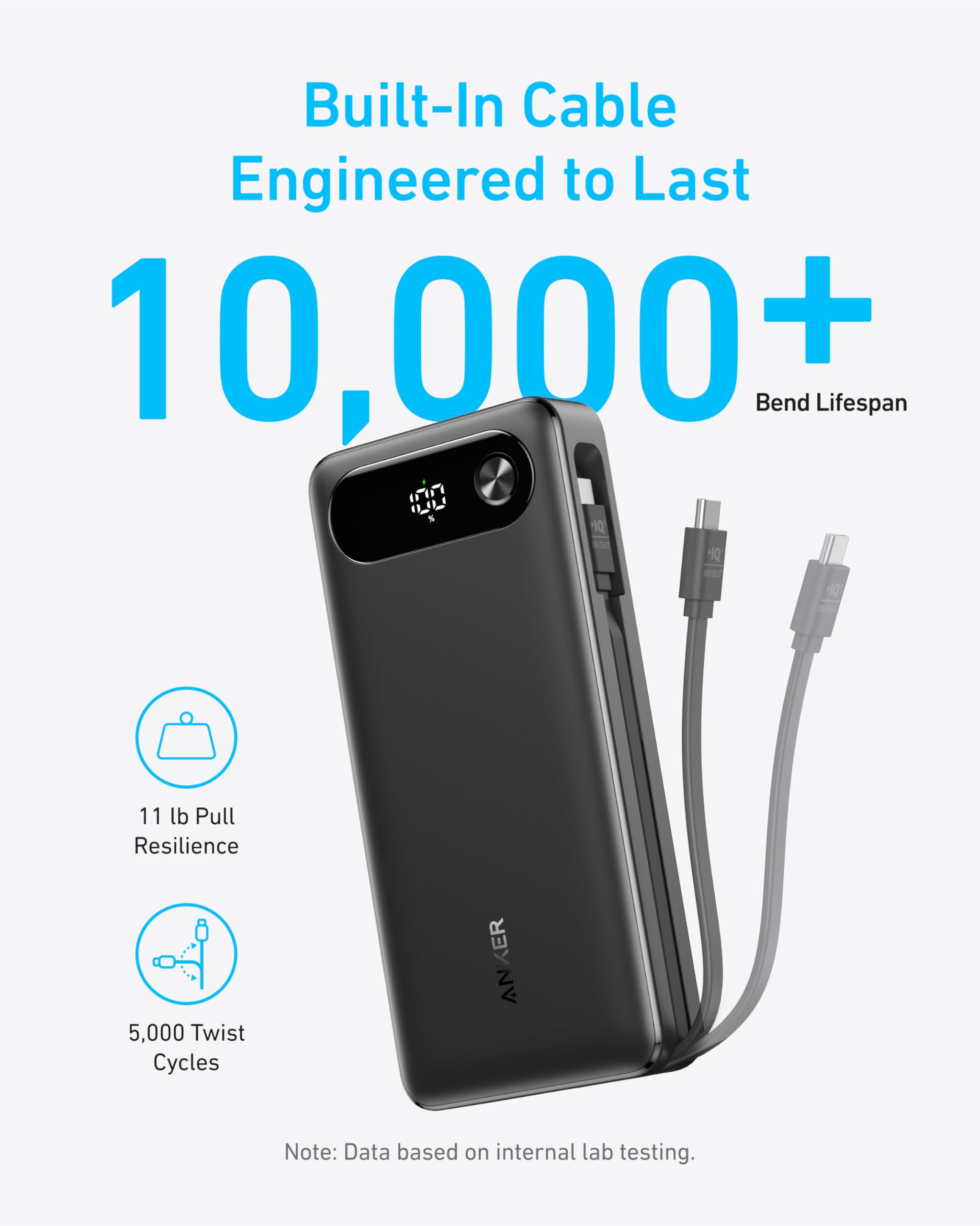 Power Bank (20K, 87W, Built-In USB-C Cable) | Customizable X6